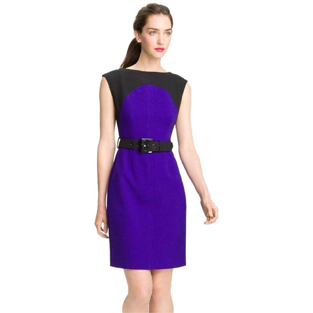 New Milly Colorblock Purple Black Sheath Dress